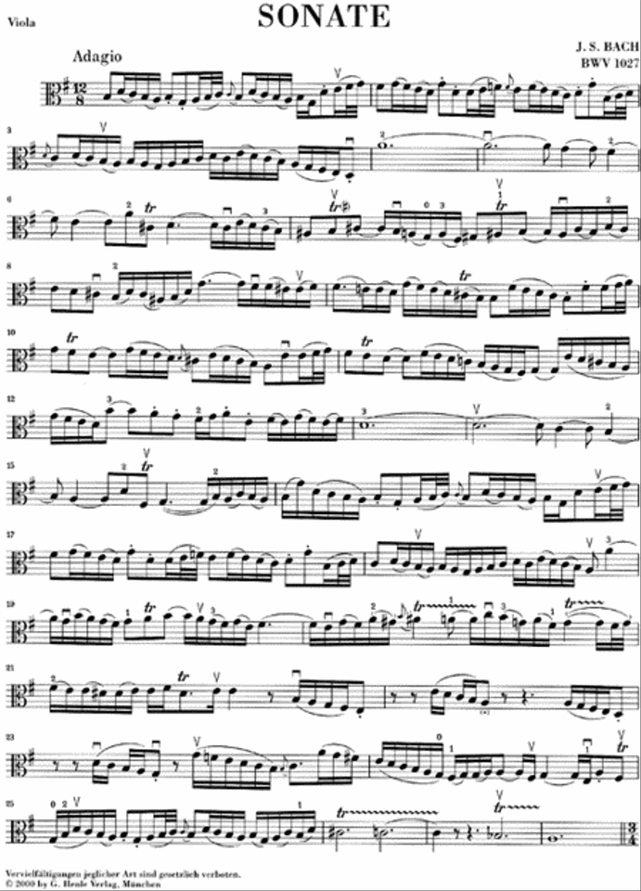 Sonatas for Viola da Gamba and Harpsichord BWV 1027-1029 Viola da Gamba scores gallery preview page 3