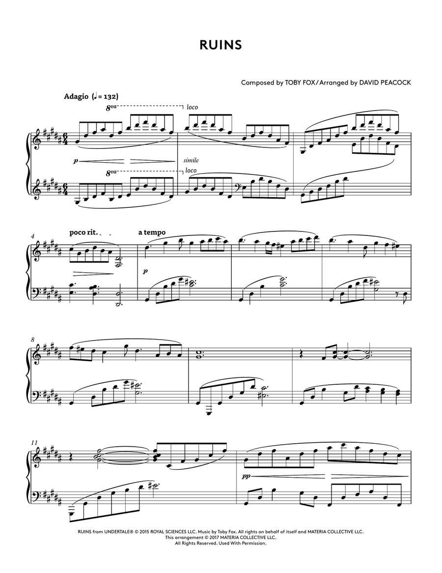 Ruins (UNDERTALE Piano Collections 2) Piano Solo scores gallery preview page 2