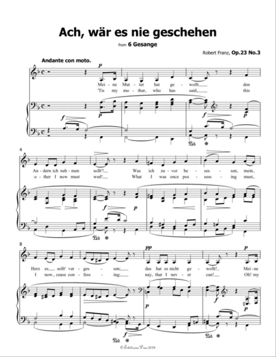 Ach, war es nie geschehen, by Robert Franz, in d minor Voice scores gallery preview page 3