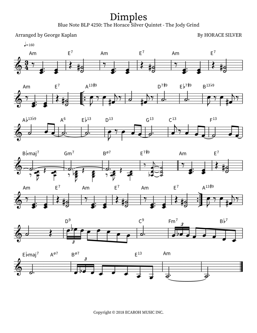 Dimples Piano scores gallery preview page 1