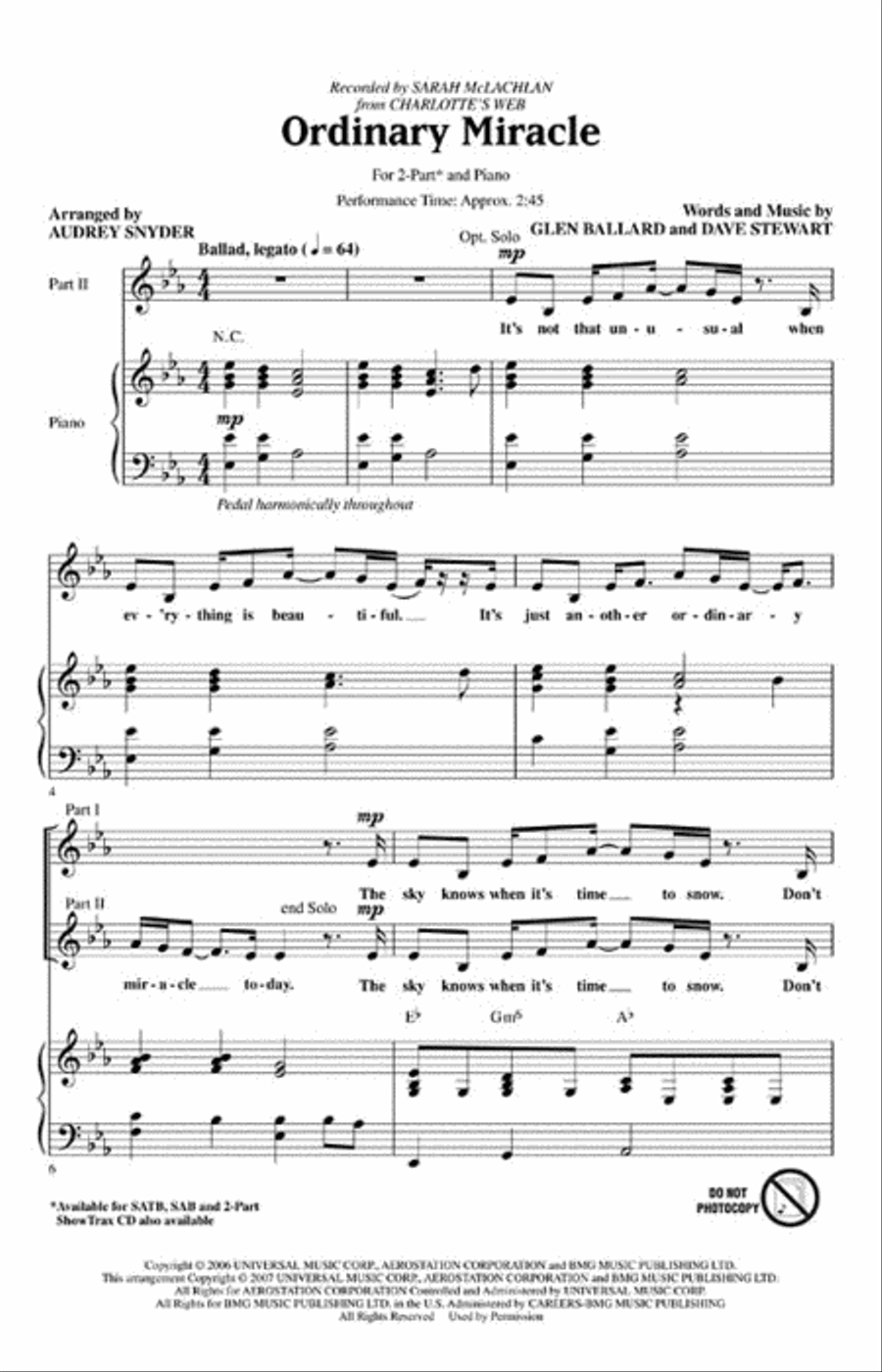 Ordinary Miracle 2-Part scores gallery preview page 2