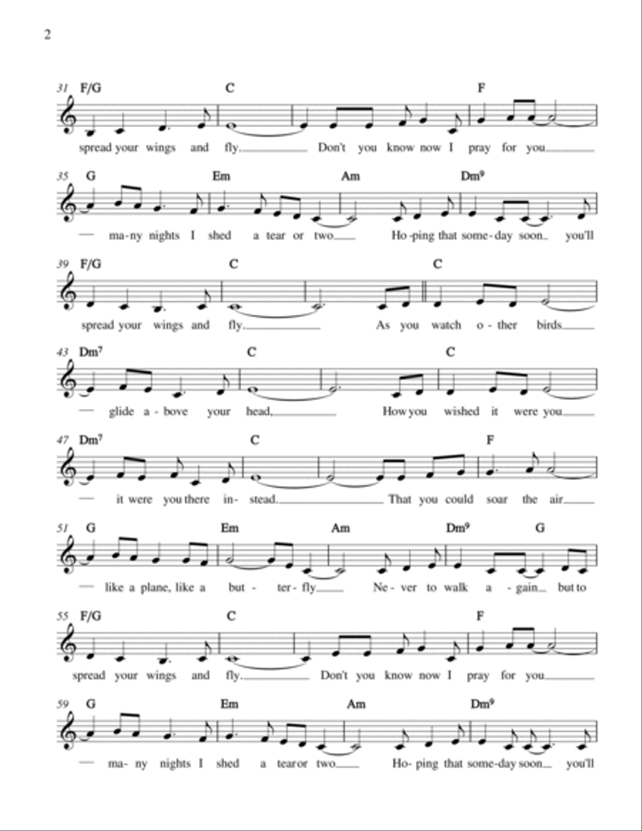 Spread Your Wings and Fly Piano, Vocal, Guitar scores gallery preview page 2
