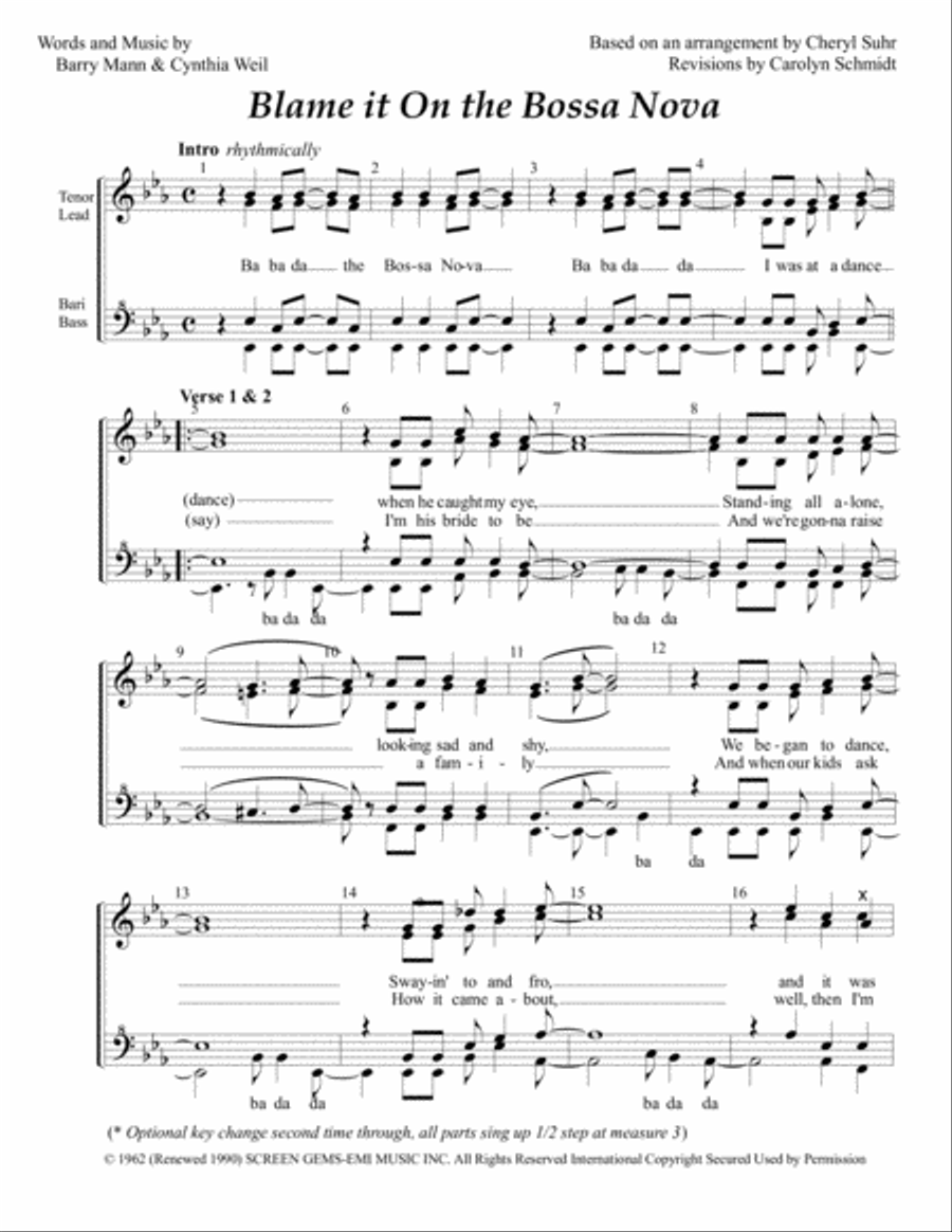 Blame It On The Bossa Nova SSAA scores gallery preview page 1