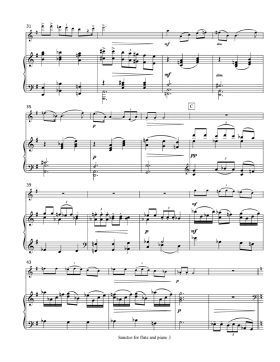 Sanctus (for flute and piano) Flute Solo scores gallery preview page 4