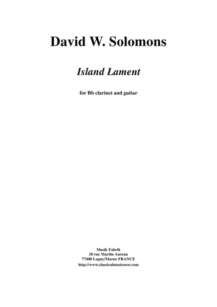 David Warin Solomons: Island Lament for Bb clarinet and guitar
