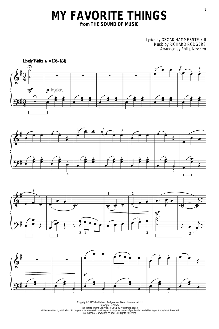 My Favorite Things (arr. Phillip Keveren) Piano Solo scores gallery preview page 1