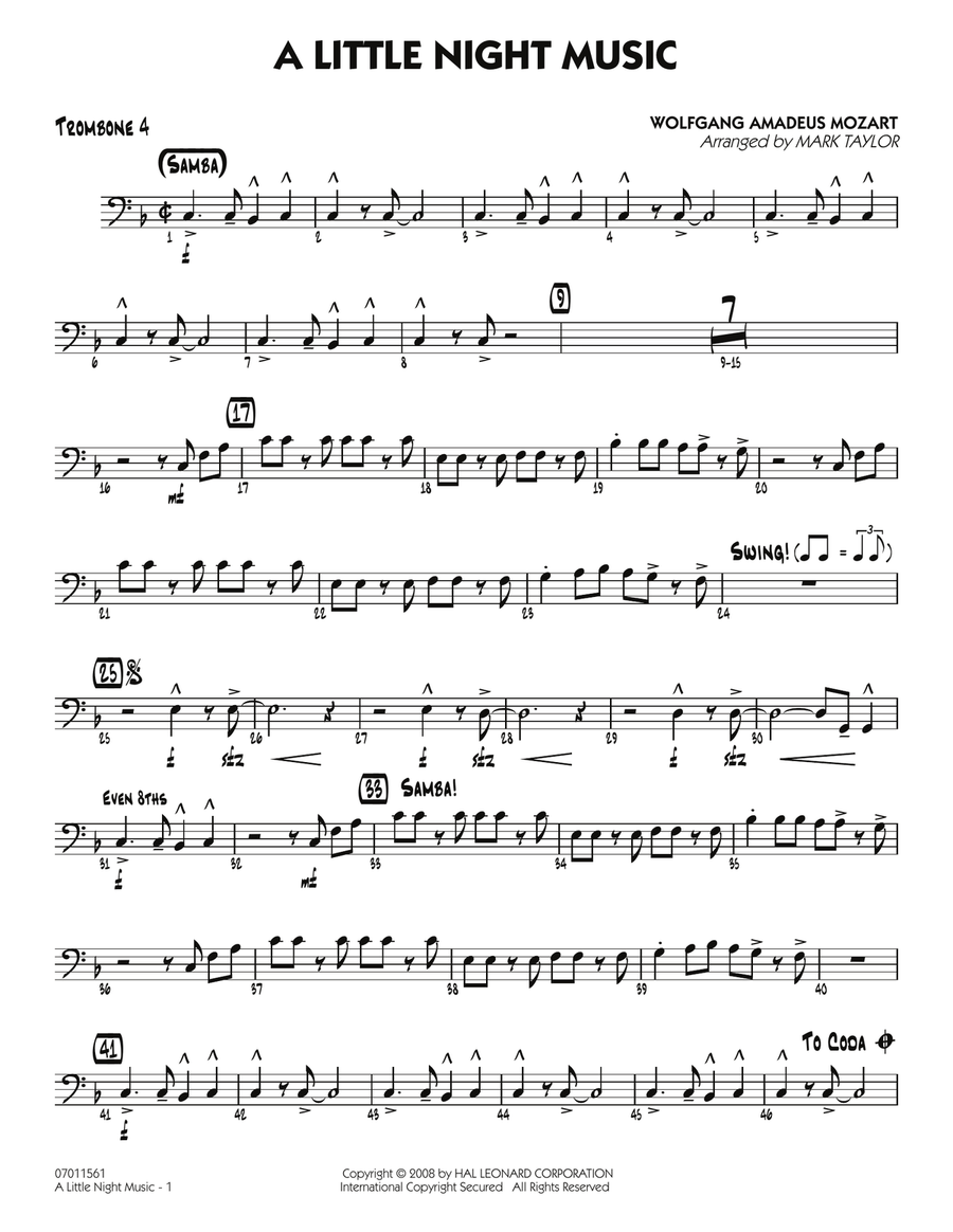 A Little Night Music - Trombone 4 Jazz Ensemble scores gallery preview page 1