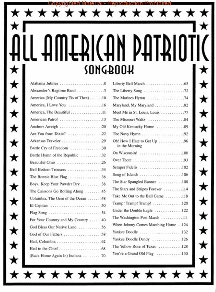 All-American Patriotic Songbook – 2nd Edition Piano, Vocal, Guitar scores gallery preview page 2