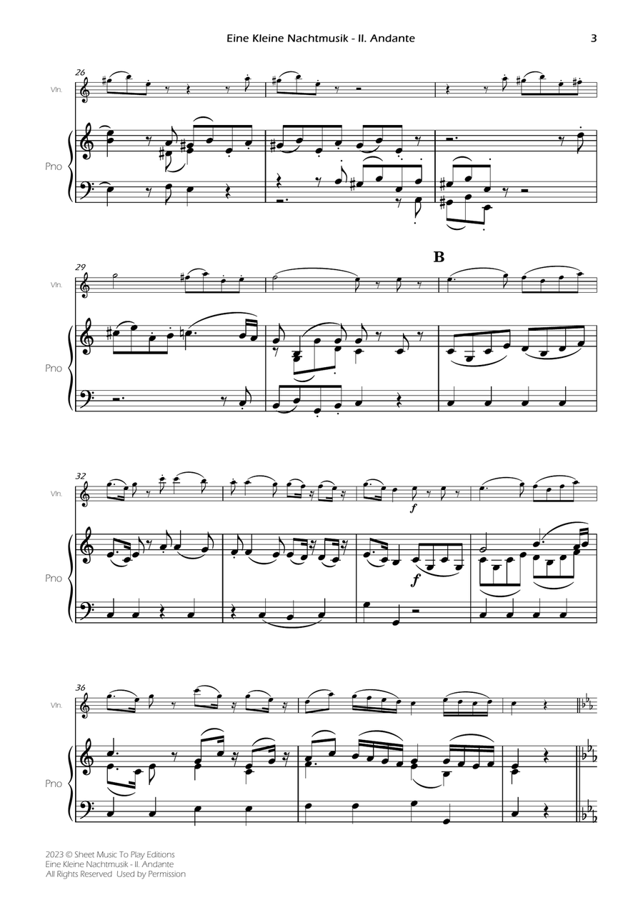 Eine Kleine Nachtmusik (2 mov.) - Violin and Piano (Full Score and Parts) Violin Solo scores gallery preview page 5