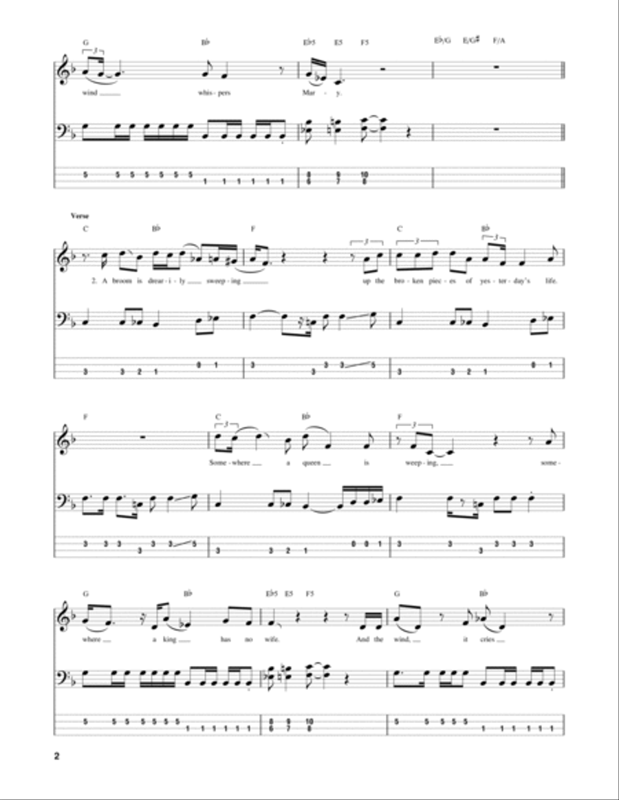 The Wind Cries Mary Guitar Tablature scores gallery preview page 2
