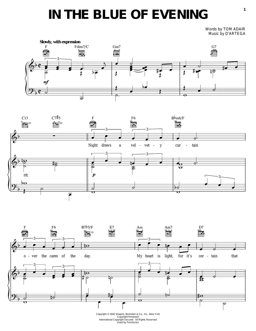 In The Blue Of Evening Guitar scores gallery preview page 1