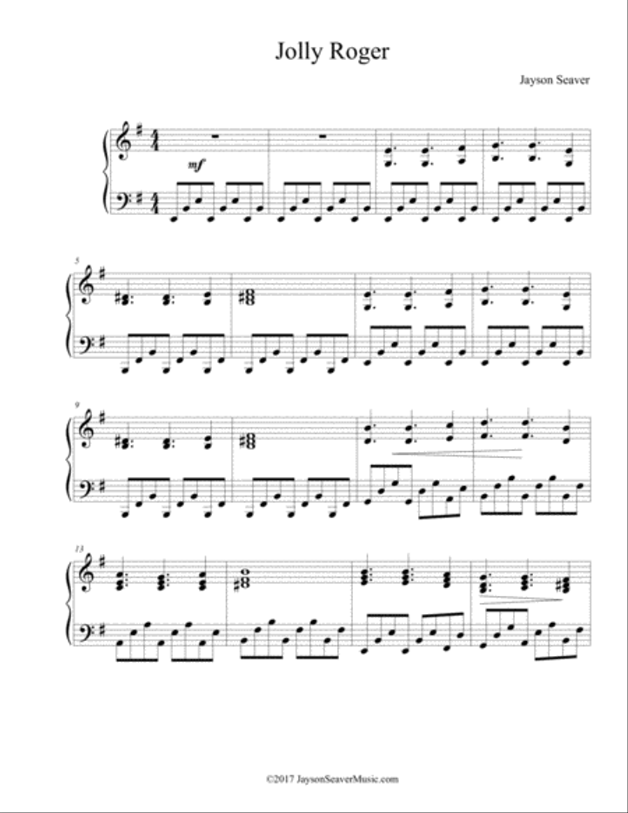 5 Super Fun Songs for Pirates Piano Solo scores gallery preview page 5