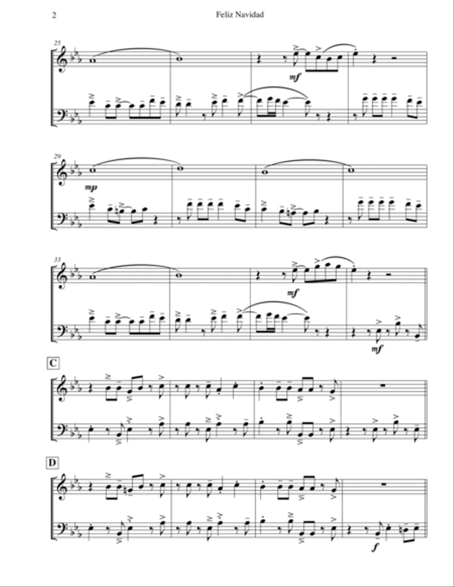Feliz Navidad Brass Duet scores gallery preview page 3