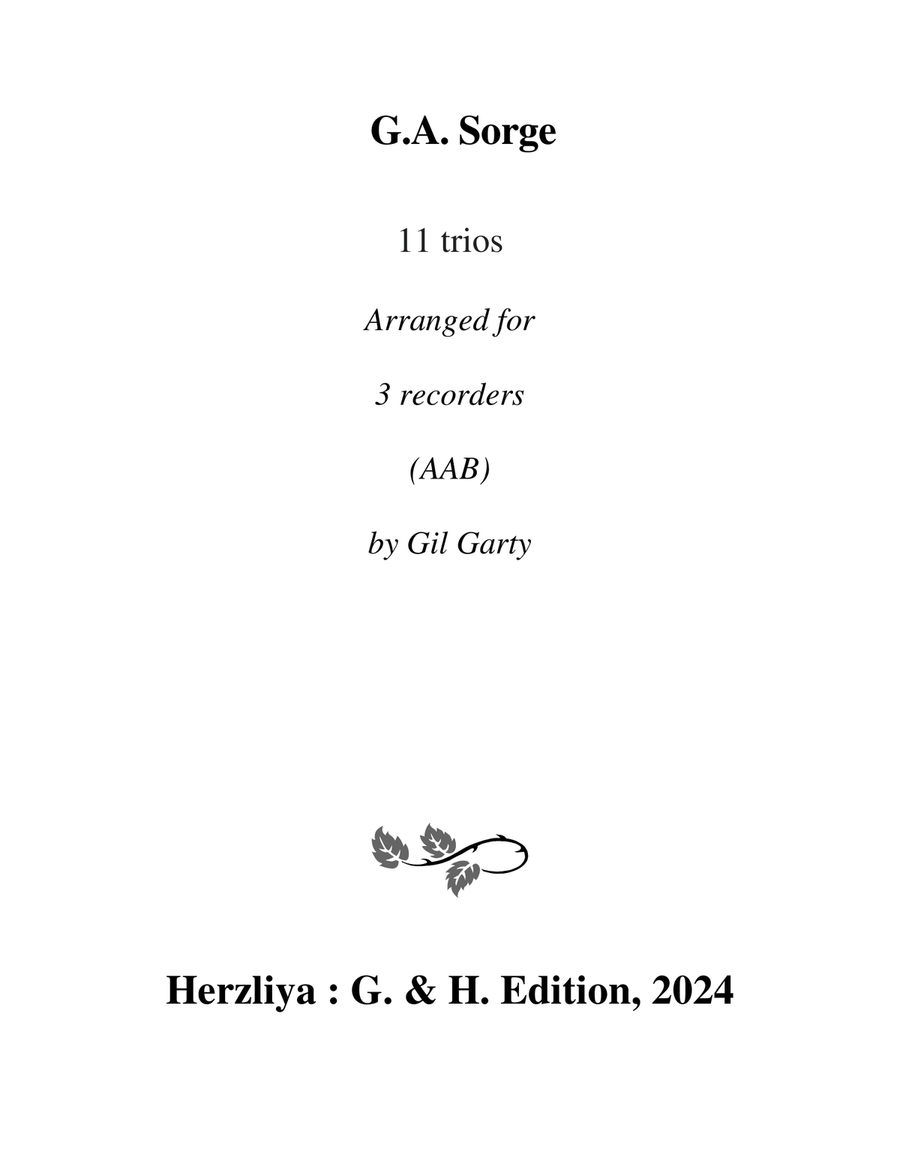 11 trios for organ (Arrangements for 3 recorders (AAB)) - Score Only