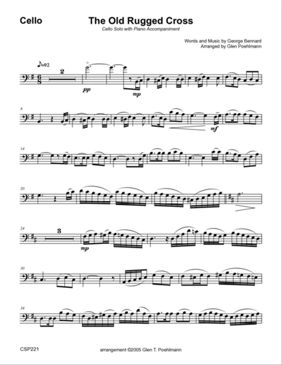 THE OLD RUGGED CROSS - Cello Solo with Piano Accompaniment Piano scores gallery preview page 6