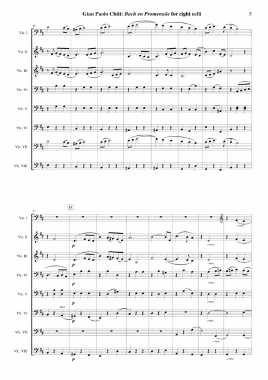 Gian Paolo Chiti: Bach En Promenade for cello octet Cello Solo scores gallery preview page 5