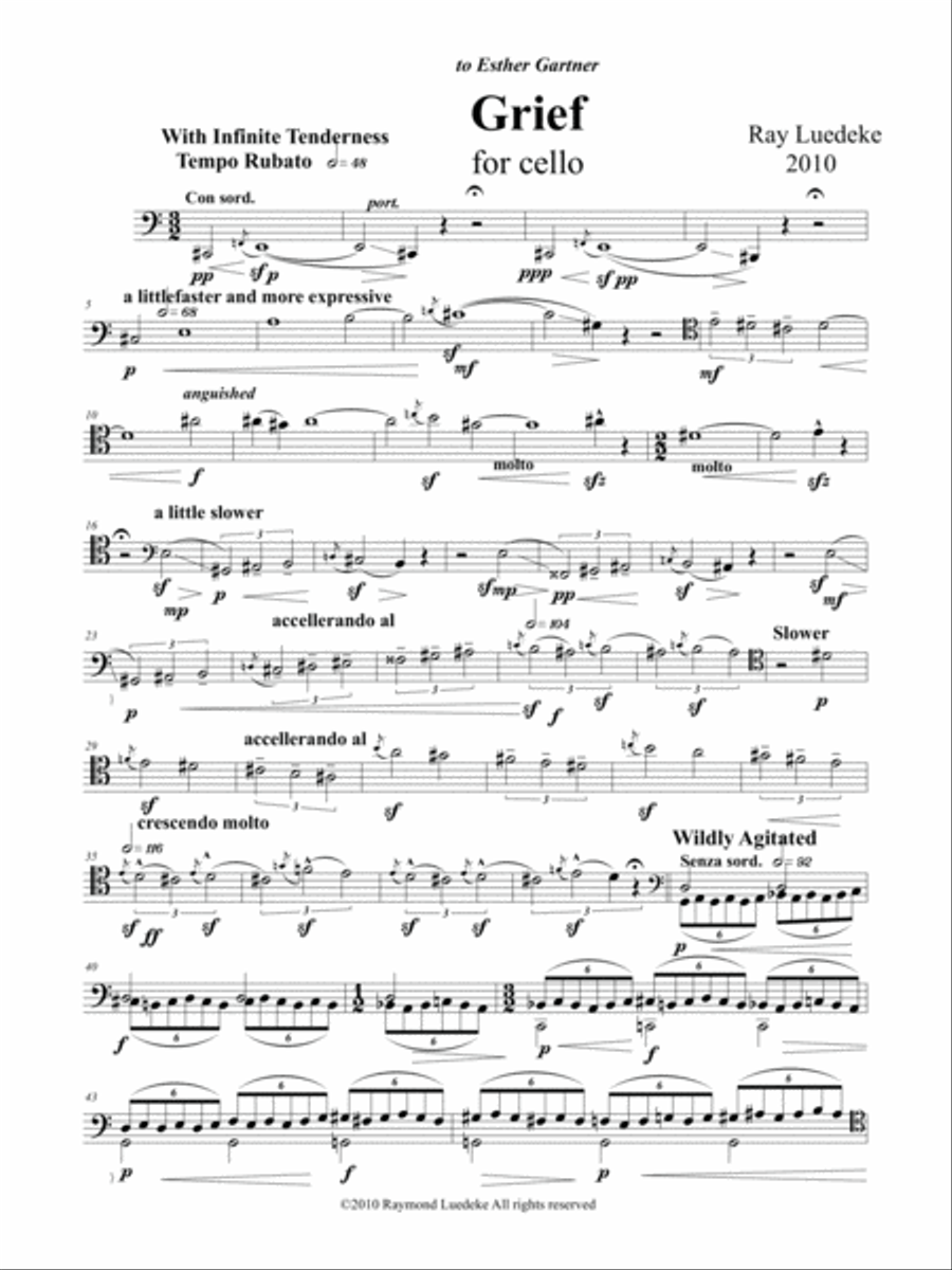 [Luedeke] Grief Cello Solo scores gallery preview page 2