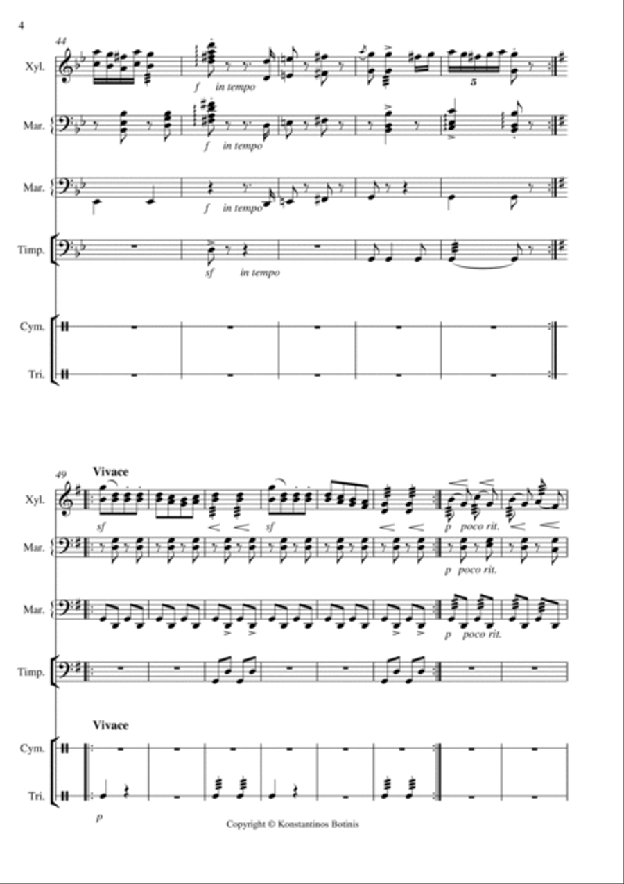 J.Brahms Hungarian Dance No5 for percussion quintet Percussion scores gallery preview page 4