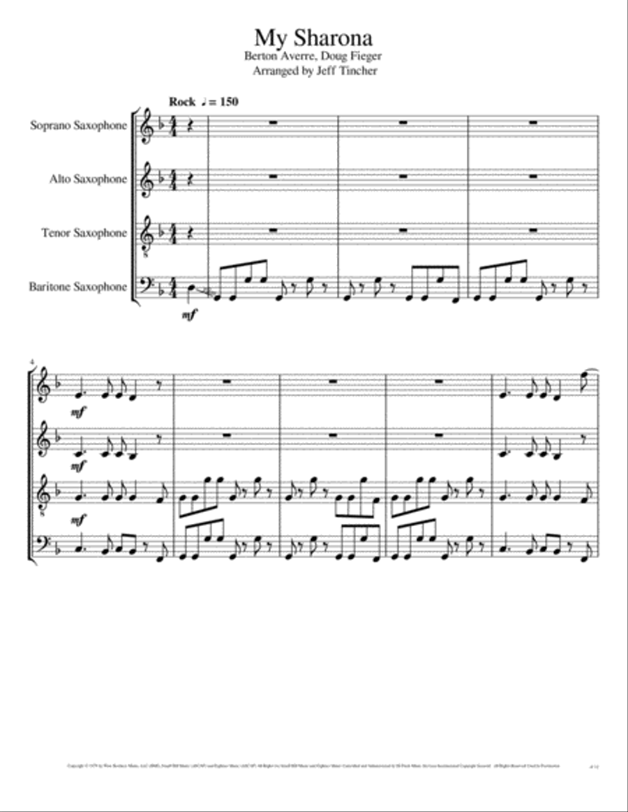 My Sharona Woodwind Quartet scores gallery preview page 2