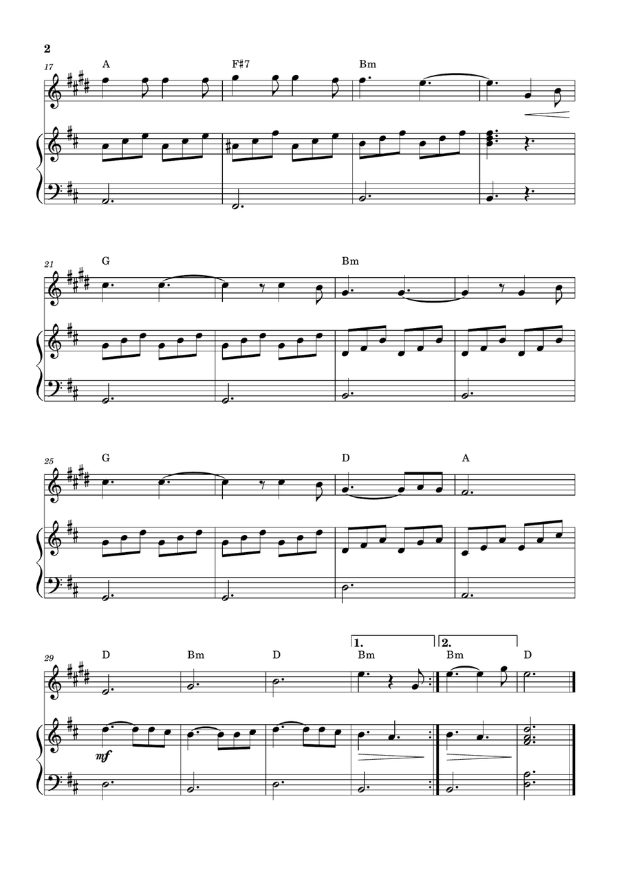 Hallelujah B-Flat Trumpet scores gallery preview page 2