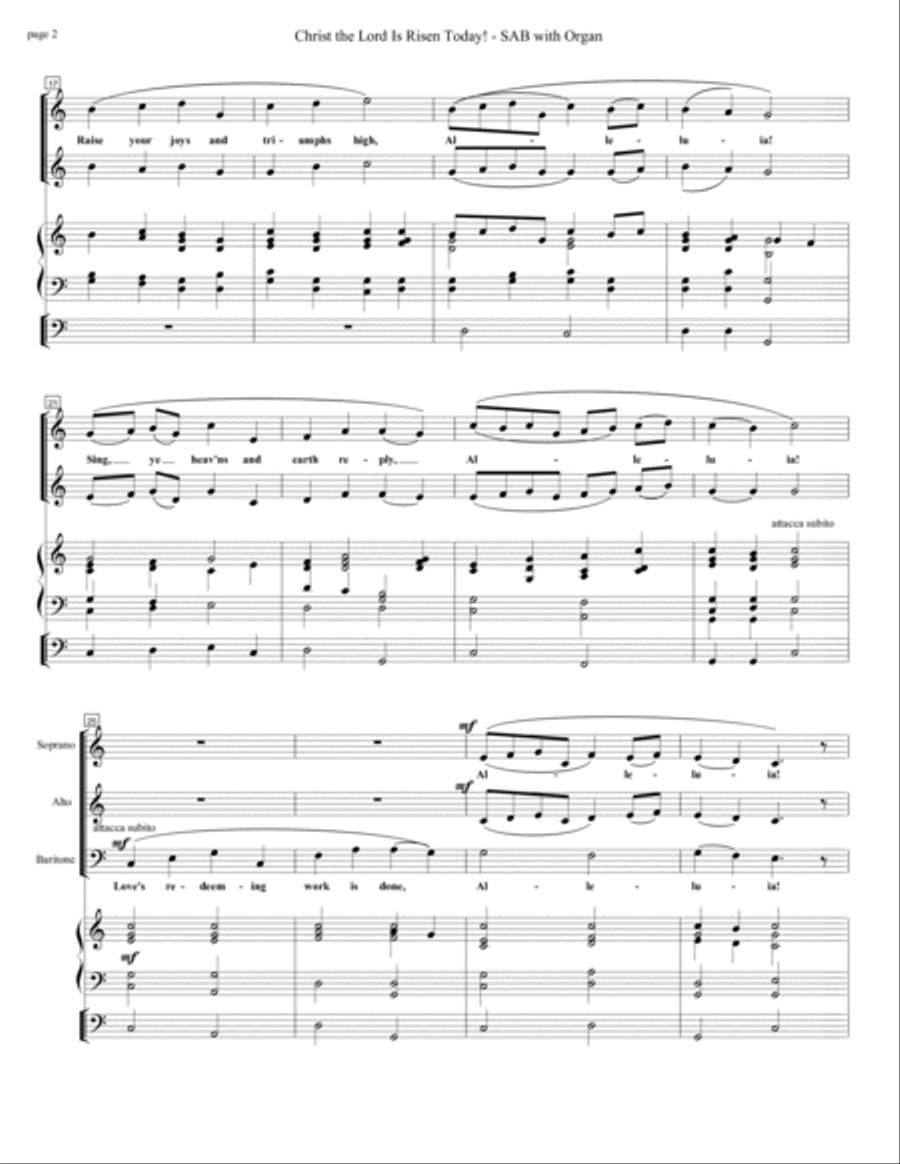 Christ the Lord is Risen Today! with Organ Accompaniment 3-Part scores gallery preview page 2