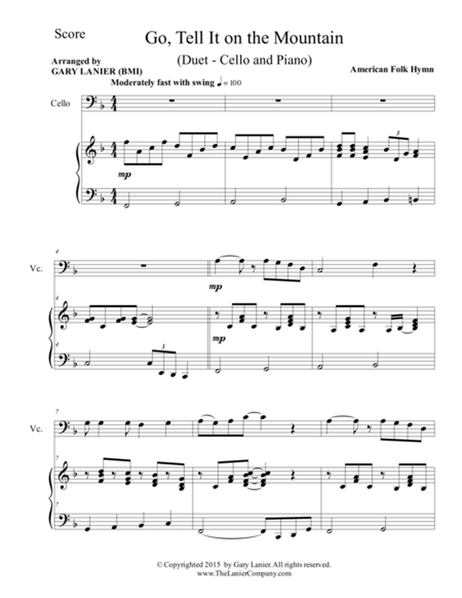 GO, TELL IT ON THE MOUNTAIN (Duet – Cello and Piano/Score and Parts) image number null