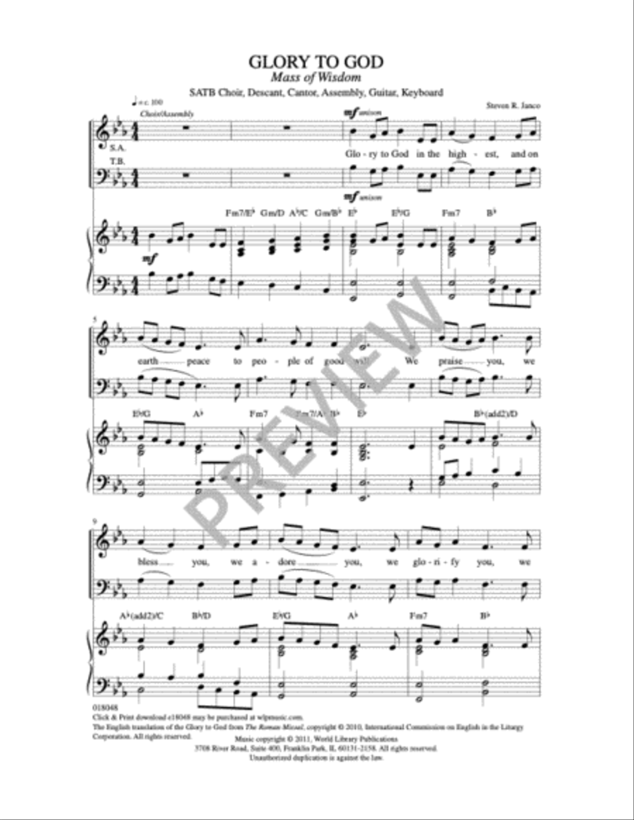 Glory to God-Mass of Wisdom Praise scores gallery preview page 12