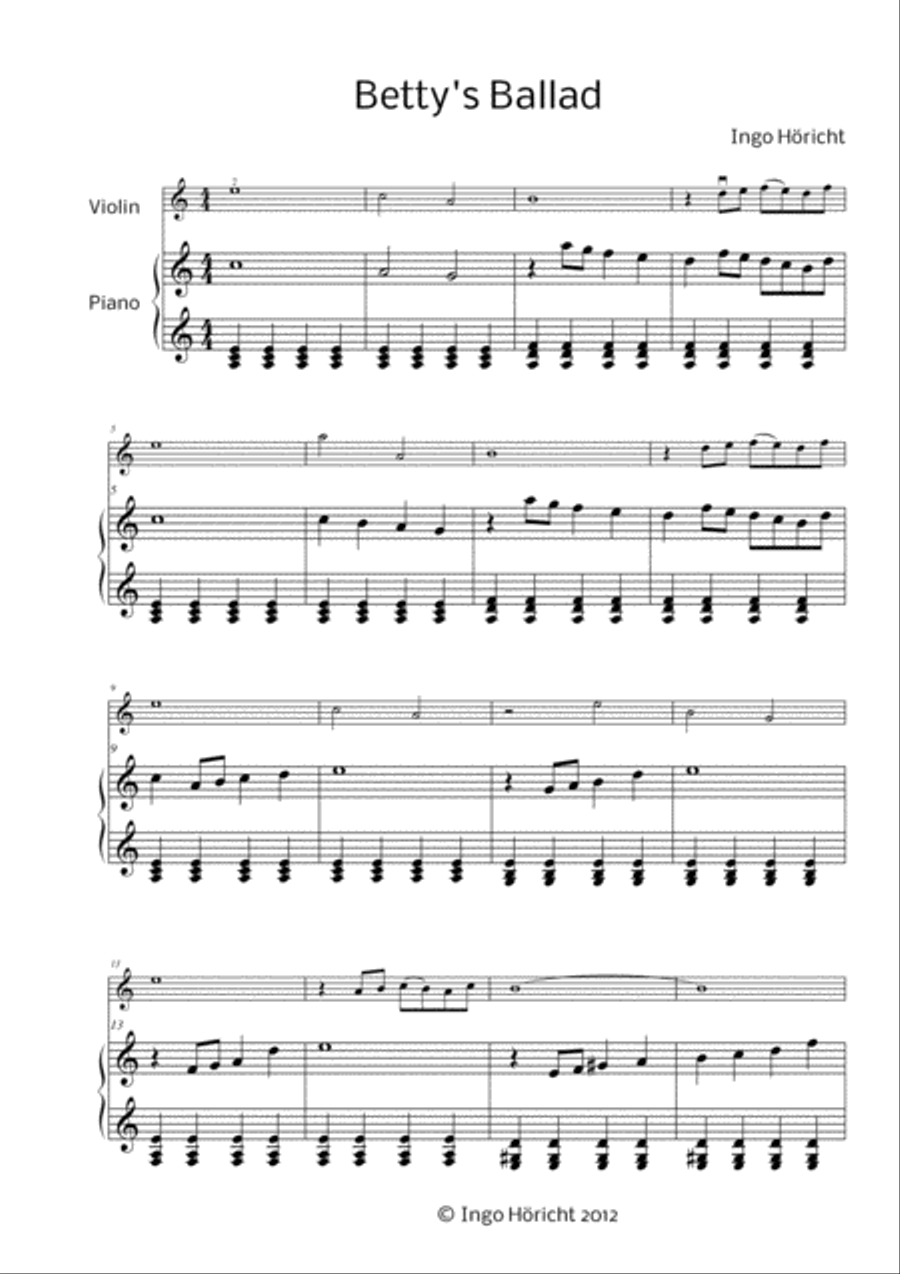 Betty's Ballad Betty's Ballad Violin Solo scores gallery preview page 1