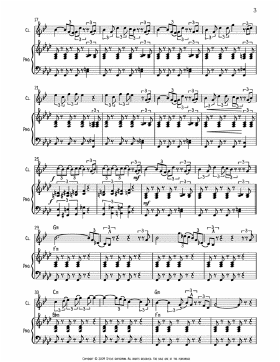 Red Vest Man for Bb Clarinet and Piano B-Flat Clarinet scores gallery preview page 3