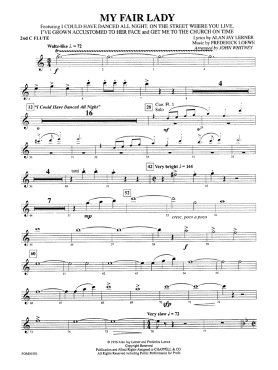 My Fair Lady (Medley): 2nd Flute Full Orchestra scores gallery preview page 1