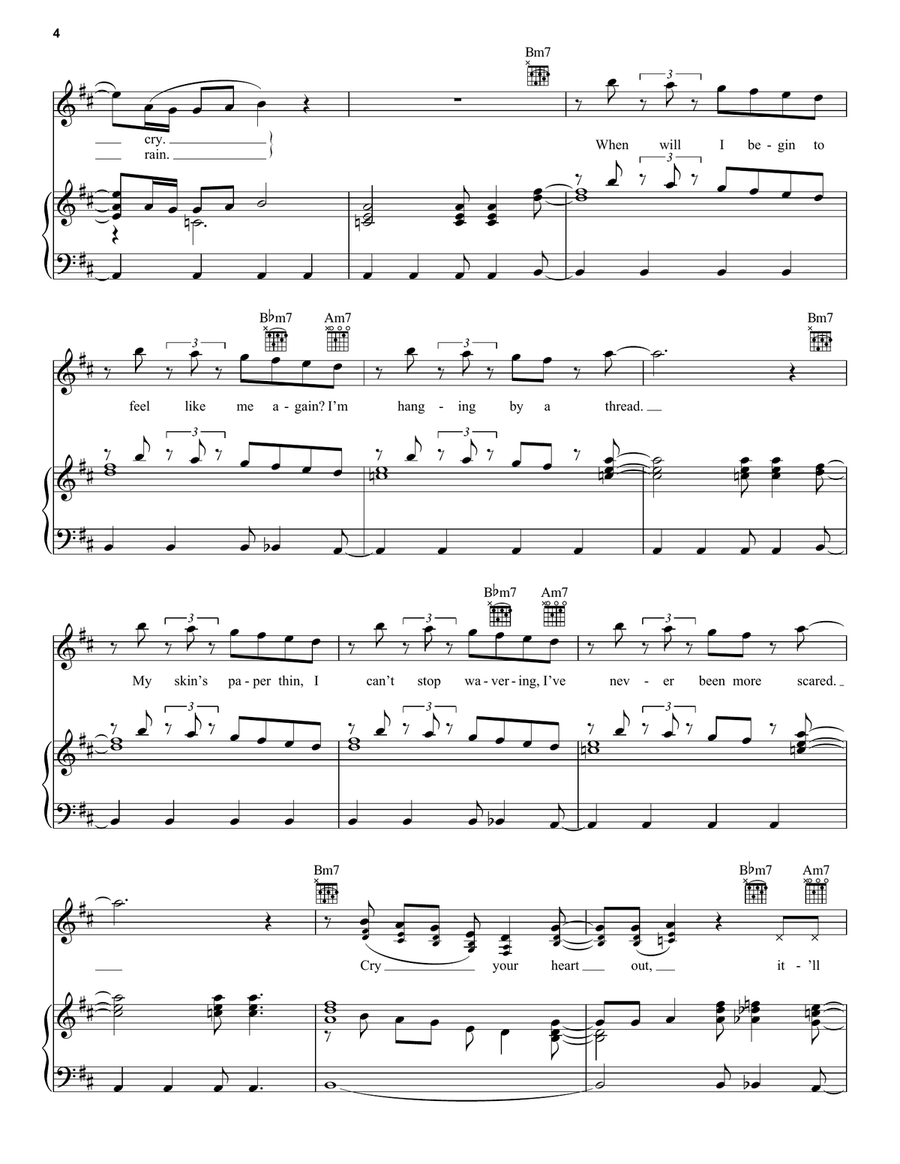 Cry Your Heart Out Cry Your Heart Out Piano, Vocal, Guitar scores gallery preview page 4