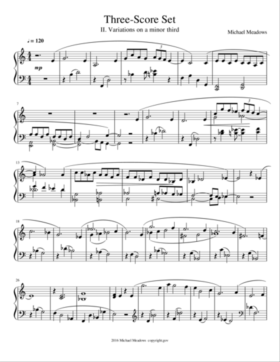 Three-Score Set: II. Variations on a minor third. Piano Solo scores gallery preview page 1