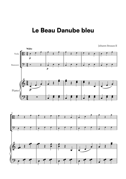 Johann Strauss II - Le Beau Danube bleu for Viola, Bassoon and Piano image number null