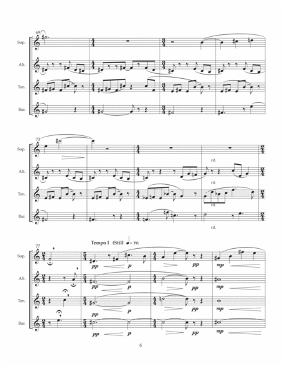 Song for Margot (Saxophone Quartet) Saxophone Quartet scores gallery preview page 6