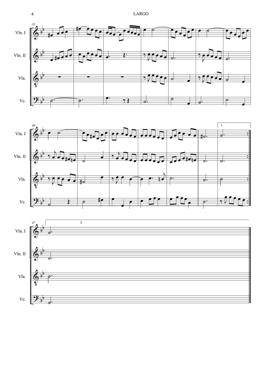 LARGO - VERACINI - Arr. For String Quartet - With Parts String Quartet scores gallery preview page 4