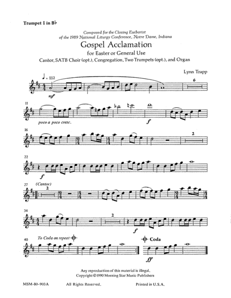Psalm 19 / Gospel Acclamation (Downloadable Trumpet Parts)