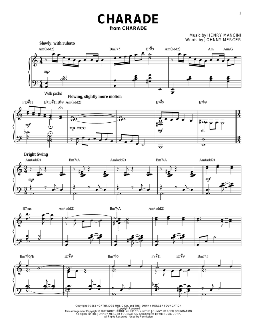Charade [Jazz version] Piano Solo scores gallery preview page 1