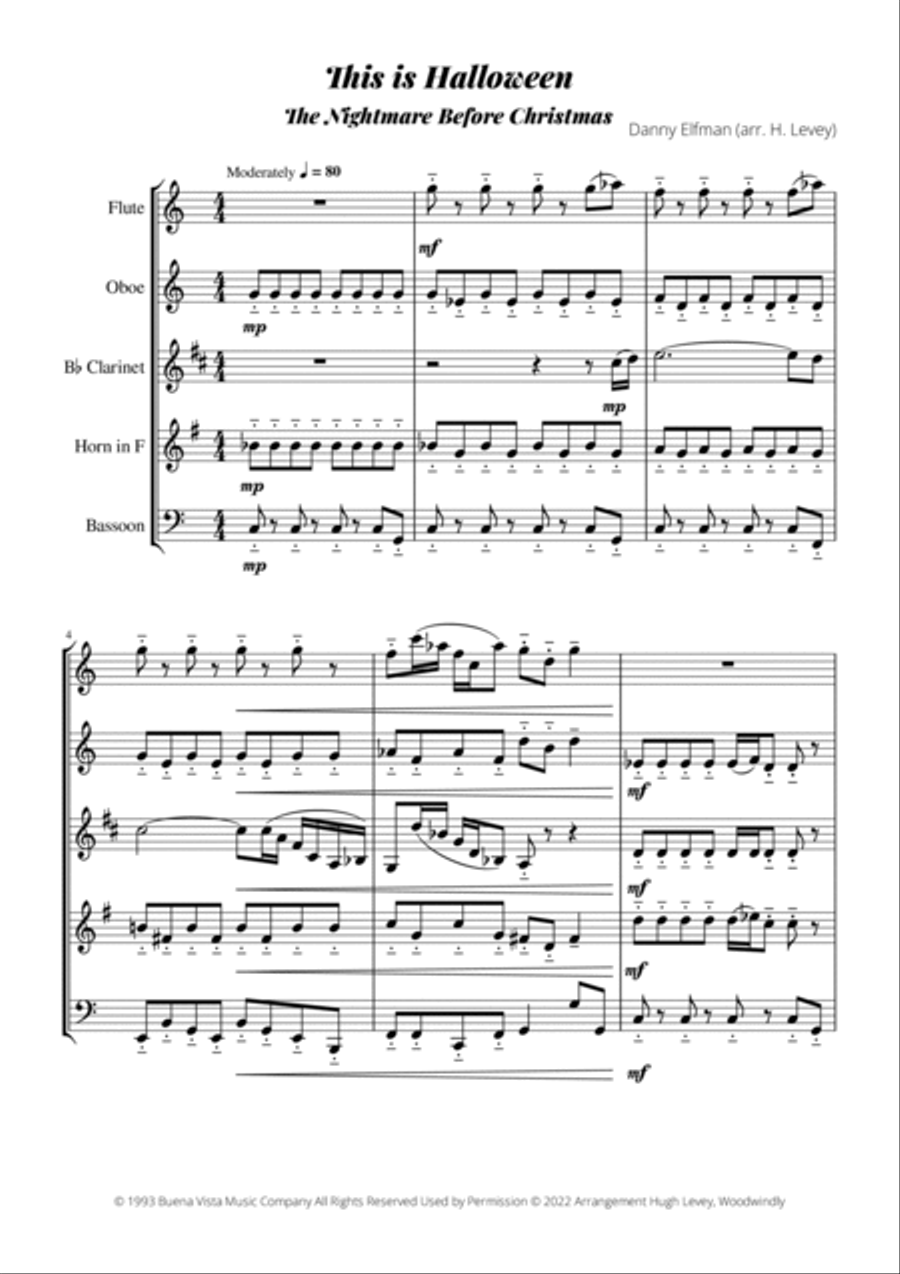 This Is Halloween Woodwind Quintet scores gallery preview page 3