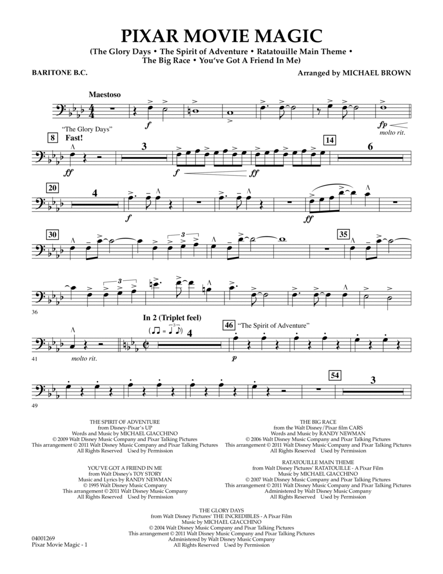 Pixar Movie Magic - Baritone B.C. Concert Band scores gallery preview page 1