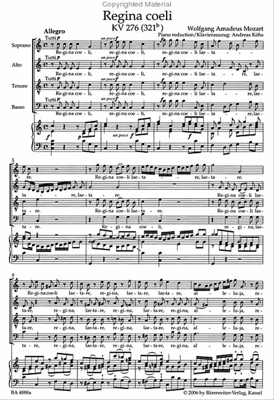 Regina coeli KV 276 (321b) 4-Part scores gallery preview page 2