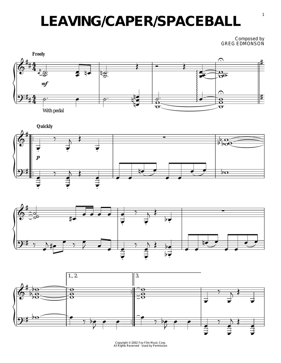 Leaving/Caper/Spaceball Leaving/Caper/Spaceball Piano Solo scores gallery preview page 1