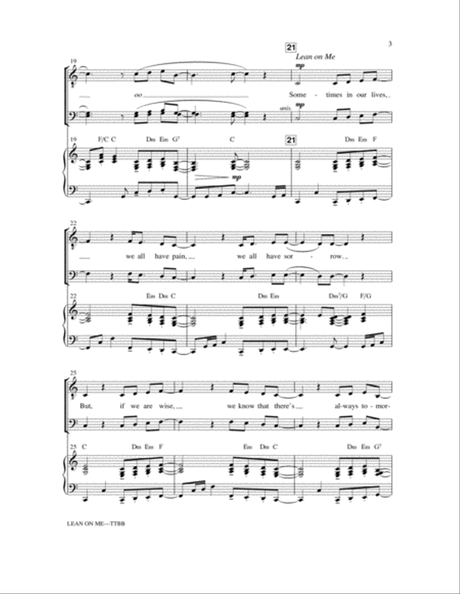 Lean On Me (with We Shall Overcome) TTBB scores gallery preview page 3