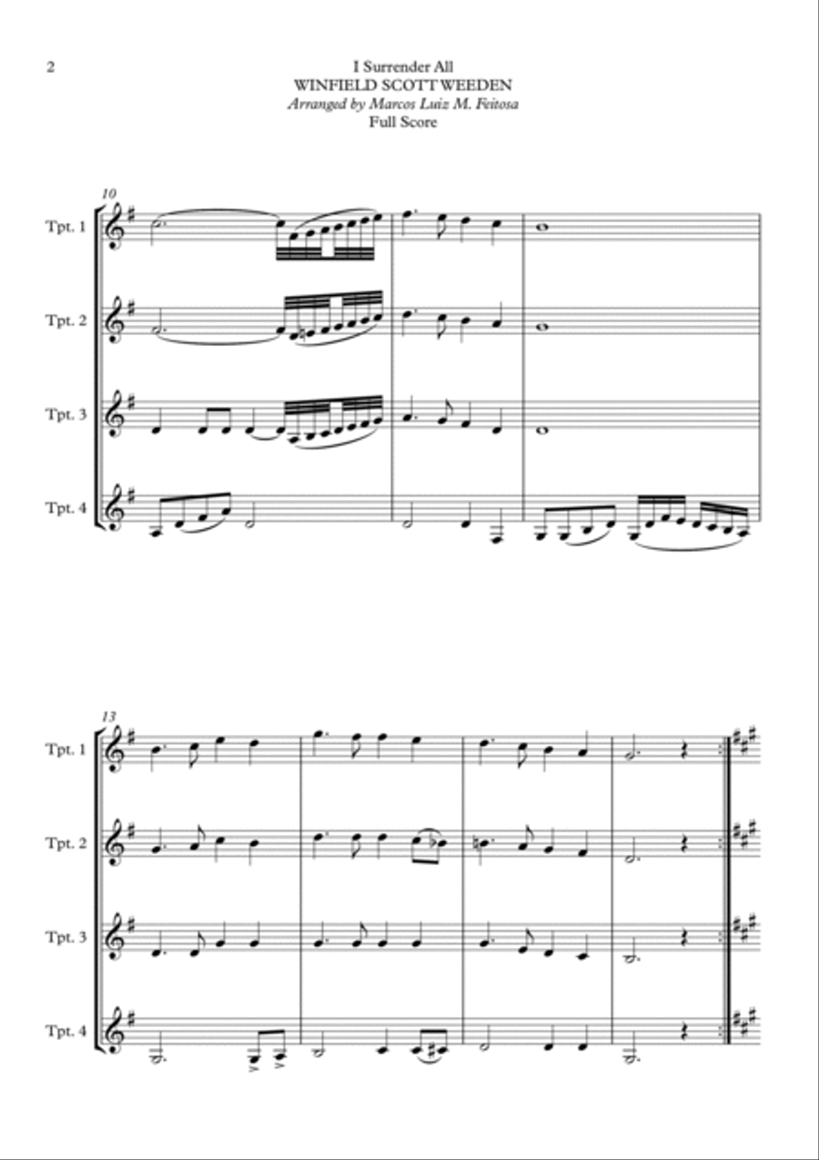 I Surrender All (Tudo Entregarei) - Trumpet Quartet Brass Quartet scores gallery preview page 4