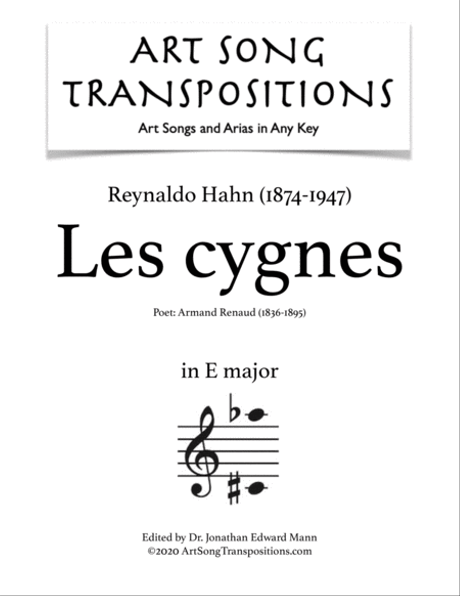 HAHN: Les cygnes (transposed to E major)