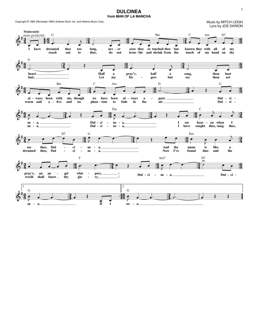 Dulcinea Dulcinea Piano scores gallery preview page 1