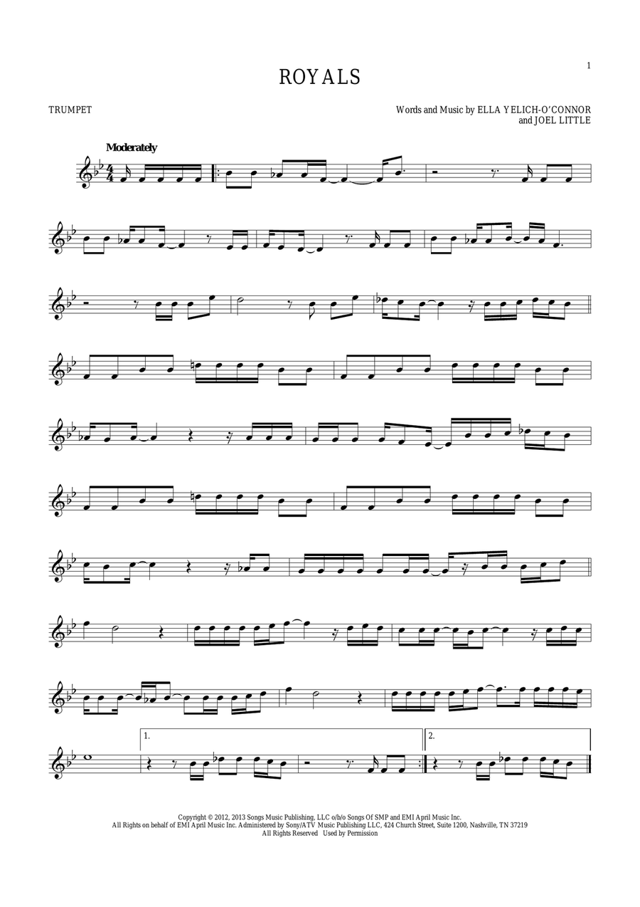 Royals Trumpet Solo scores gallery preview page 1