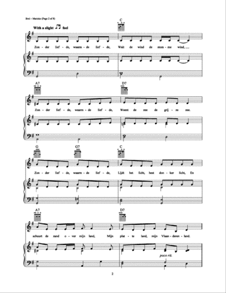 Marieke Marieke Piano, Vocal, Guitar scores gallery preview page 2