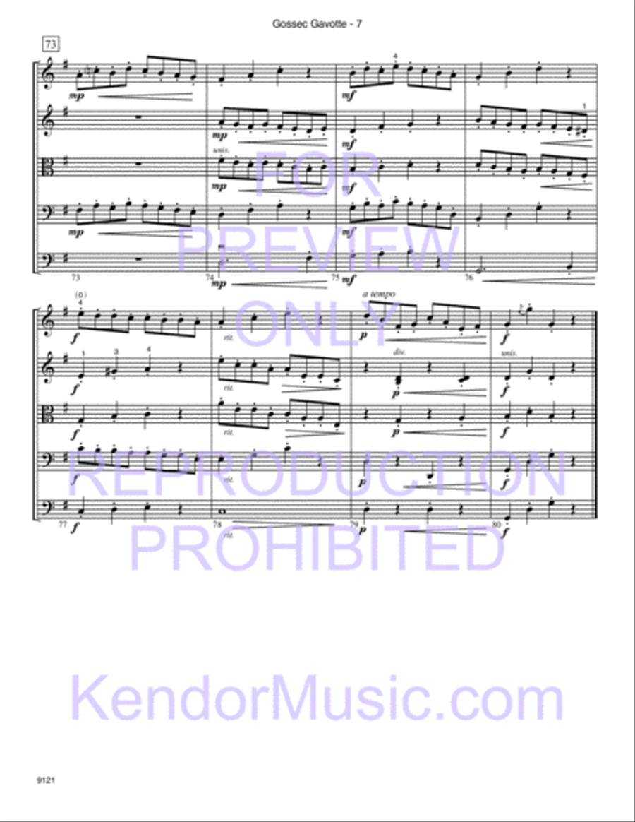 Gossec Gavotte String Orchestra scores gallery preview page 8