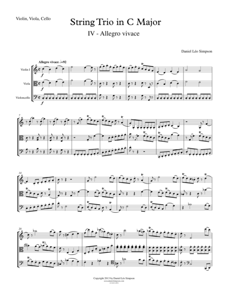 String Trio in C Major (Violin, Viola, Cello) 4th Mvt. image number null