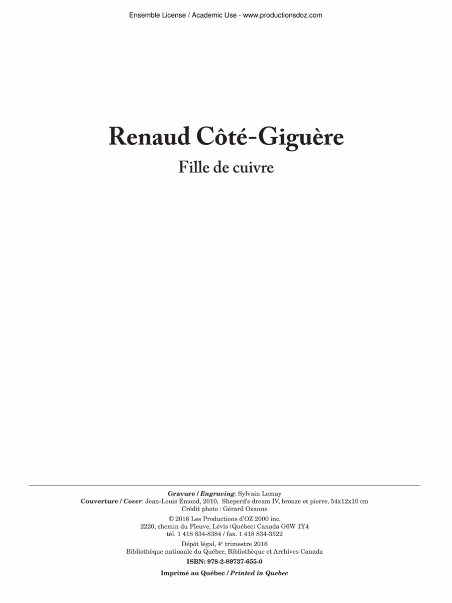 Fille de cuivre Fille de cuivre Guitar Ensemble scores gallery preview page 1